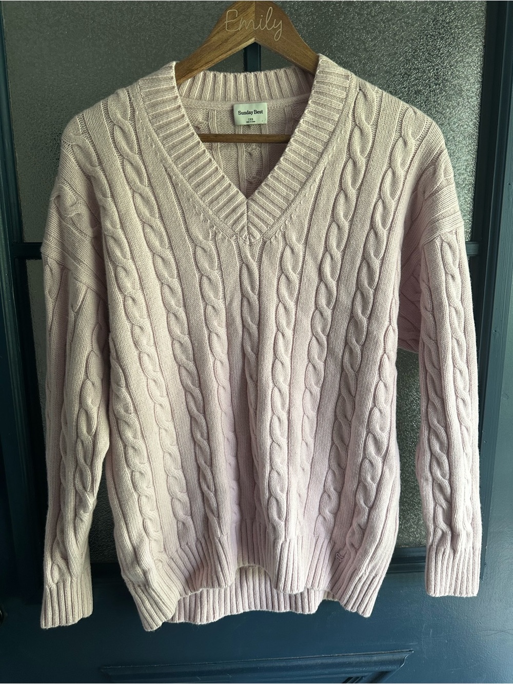 Aritzia Sunday Best Cable Knit V-Neck Sweater